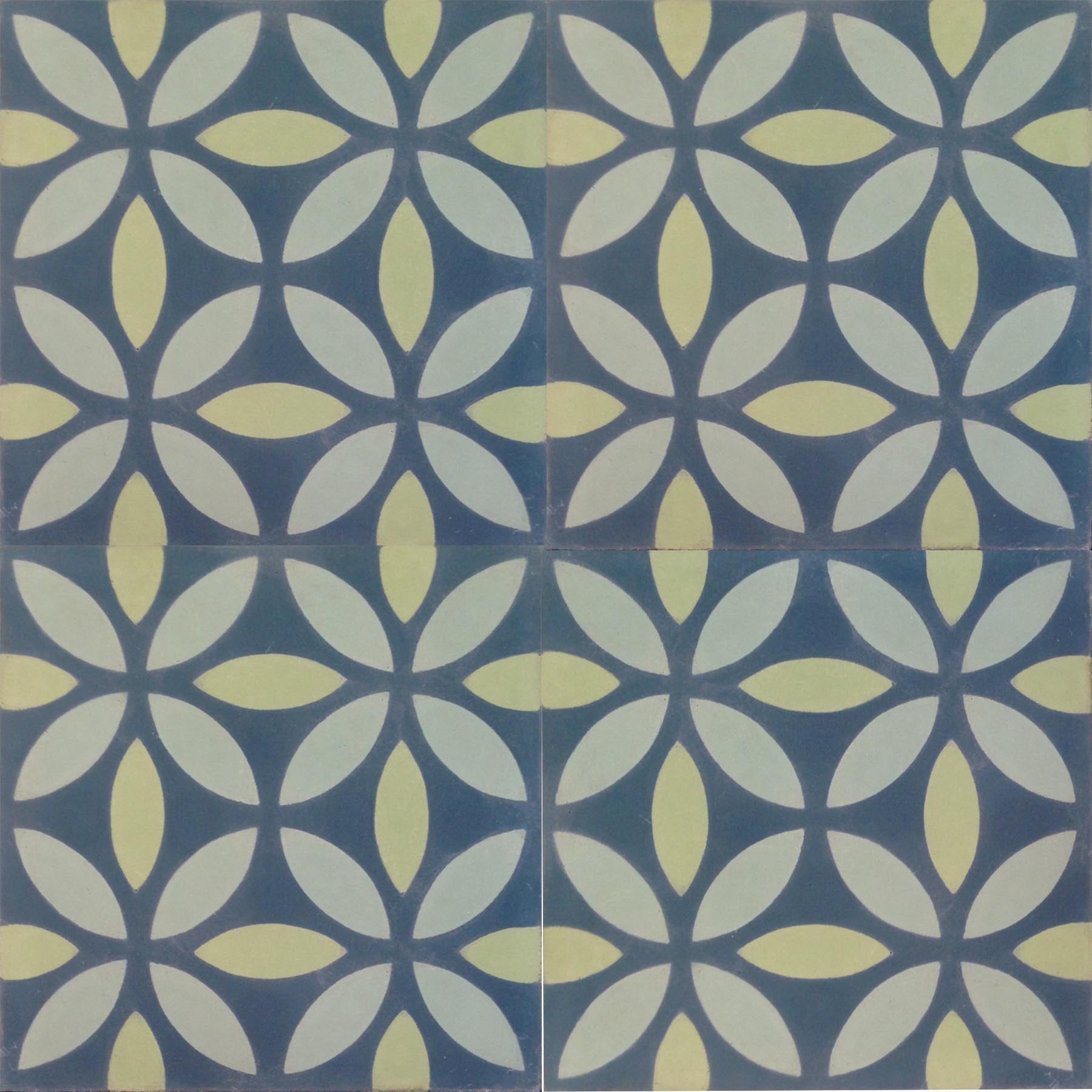 Petals Blue Green Encaustic Tile 20cm*20cm*1.5cm